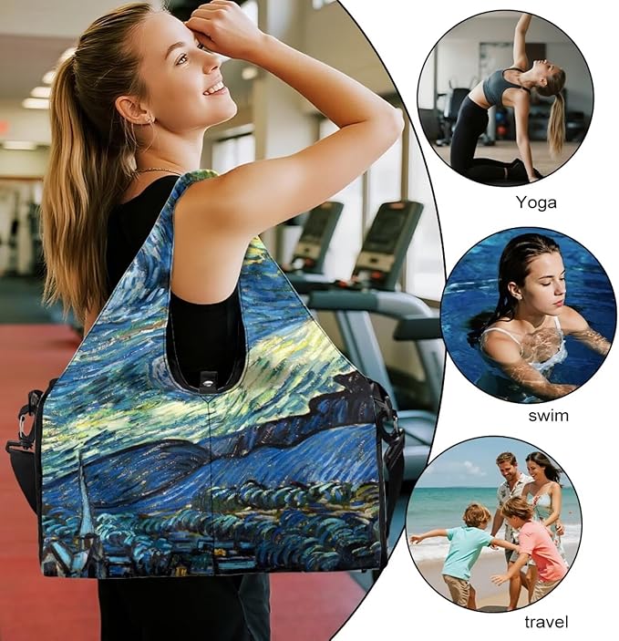 ZCFYGDX Yoga Gym Bag with Removable Adjustable Shoulder Strap, Shoe Compartment & Top Yoga Mat Holder 17.72x8.66x9.84in