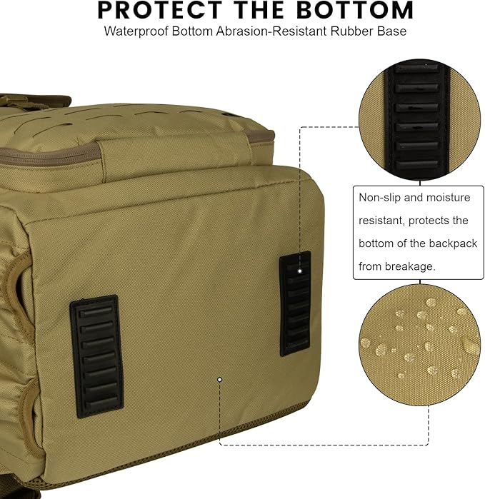 Hp hope Fishing Backpack with Rod Holders & Cooler, 40L Fishing Tackle Bag Fishing Tackle Storage Backpack Fishing Gear for Camping, Khaki