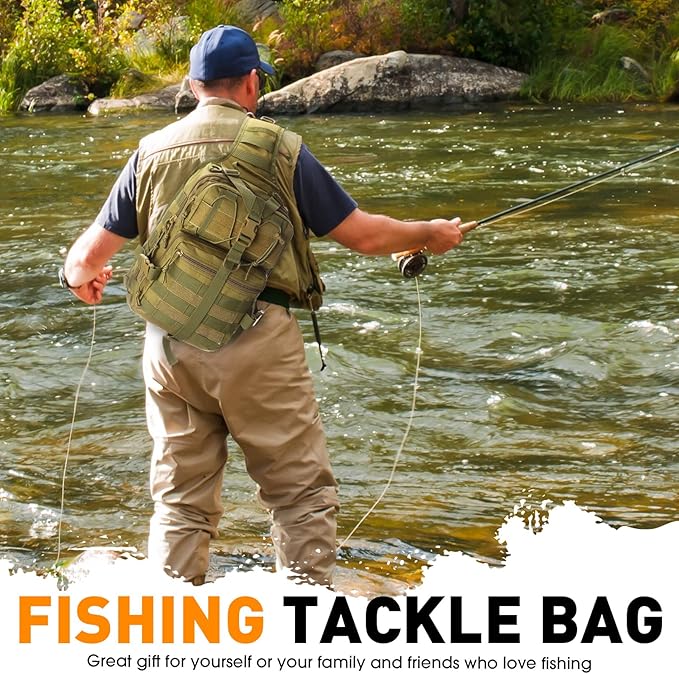 Eccliy 6 Pcs Fishing Tackle Bag Backpack with Rod Holders, Tackle Box, Fishing Pliers Kit and Fish Lip Gripper, Fish Gear and Equipment Fisherman Gift for Men Women