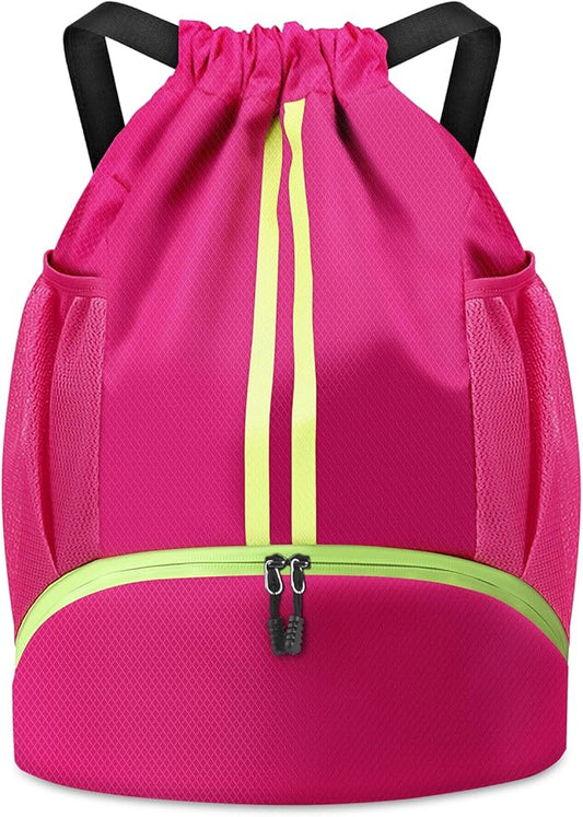 BROTOU Soccer Bags, Football Backpack, Volleyball Bag, Drawstring Backpack with Ball and Shoe Compartment, Football bags for Equipment Swim Gym Bag