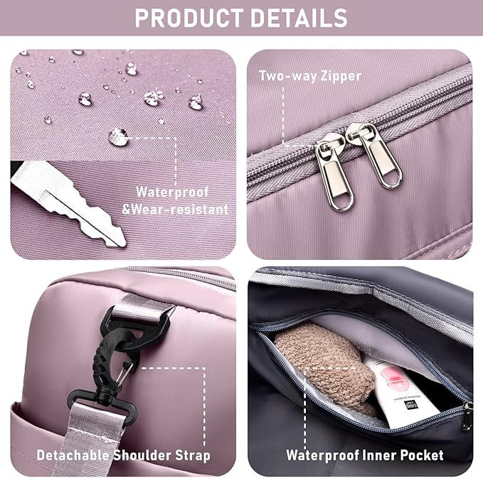 NPBAG Women Travel Duffel, Multi Functional Large Expandable Weekender Carry-on Tote, Gym Workout Overnight Bag, Mommy Hospital Bag for Labor and Delivery