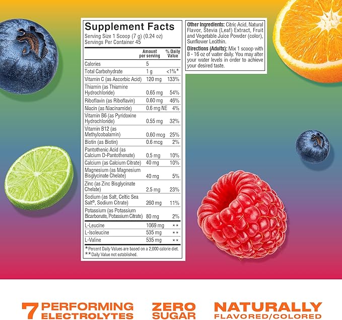 CWENCH HYDRATION Electrolyte Drink Mix Rainbow Swirl 11oz | Zero Sugar Hydration Powder with 7 Electrolytes, B Vitamins & Amino Acids, No Caffeine, Hydration Mix for Sports, Work, Travel & Wellness