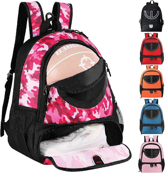 Basketball Bag Backpack for Men Women with Ball & Shoes Compartment 30L Capacity Lightweight Breathable Boys Girls Soccer Ball Bag Backpack Fit Volleyball Football Sports Travel School Gym