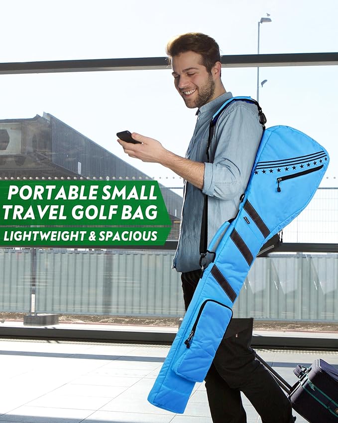 Big Teeth Golf Sunday Bag, Small Golf Bag Lightweight, Par 3 Golf Bag for A Few Clubs Driving Range, Practice with Carry Shoulder Strap Foldable Multi-Colour