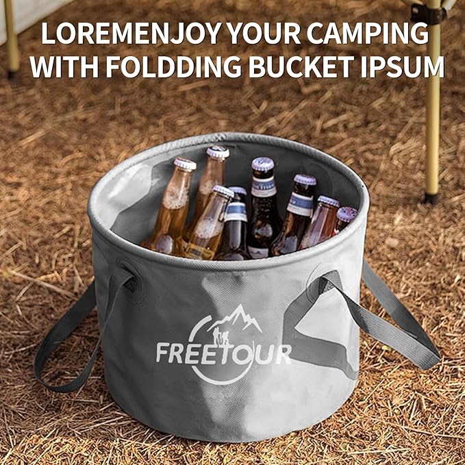 Baiao Collapsible Bucket 5 Gallon, Portable Collapsible Bucket with Handle, Folding Water Container for Fishing Camping Beach Hiking Home Travel Car Washing(Grey 20L)