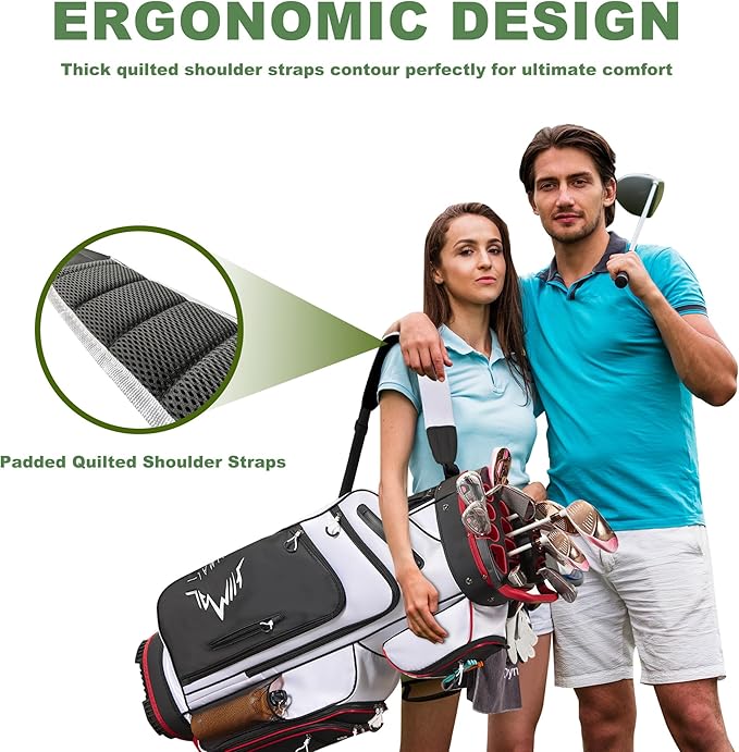 UNIHIMAL 14-Way Golf Cart Bag, Premium Full Length Golf Bag for Men with Magnetic Leather Pocket, Handles and Rain Cover