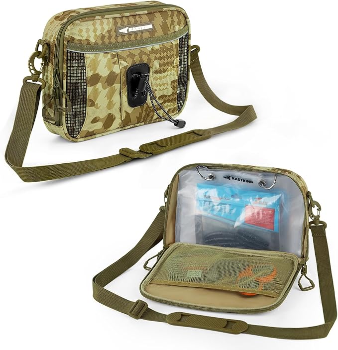 KastKing BaitSpace Detachable Bait Binder Tackle Bag – Large Clear Sleeves, Durable 900D Water-resistant Fabric, Soft Plastic Bait Storage For Hooks, Sinkers & Fishing Accessories