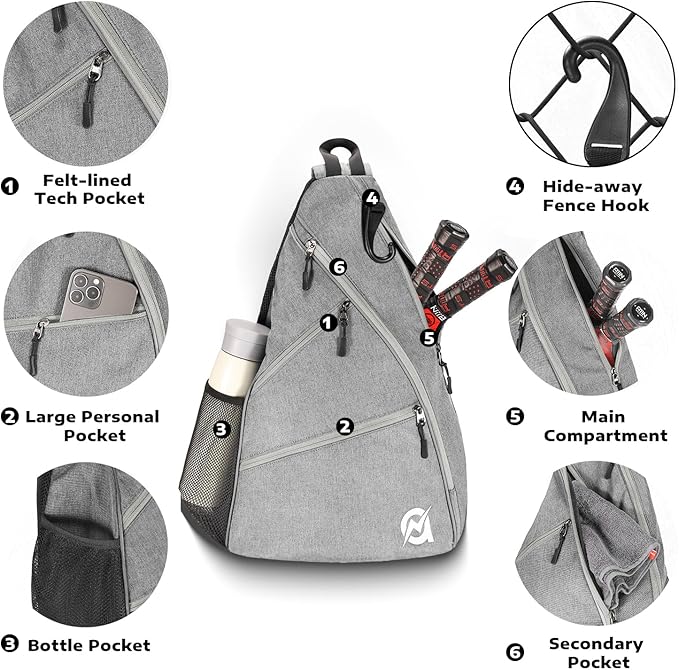 A11N SPORTS Pickleball Bag, Reversible Crossbody Sling Bag/Backpack for Women Men