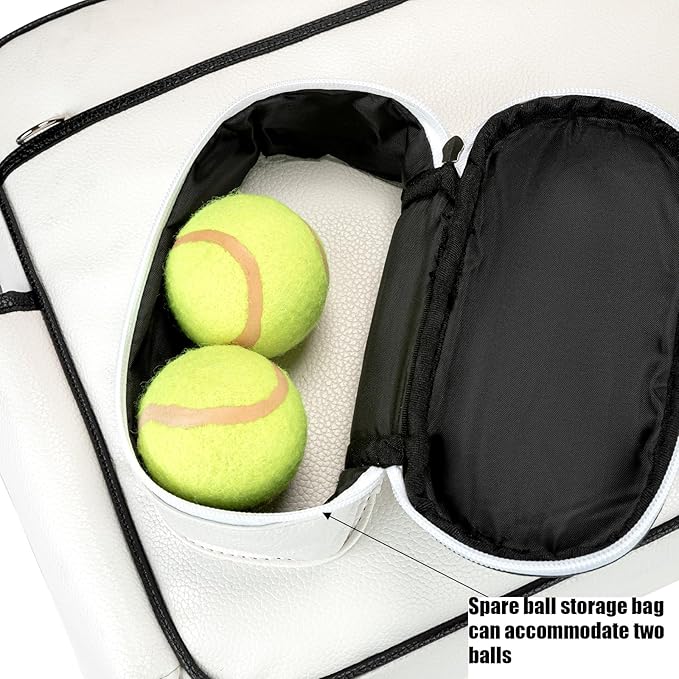 Tennis Bags Leather Tennis Racket Bag Women Tennis Tote Bag PU Sport Handbag Waterproof Lightweight Badminton Racket Shoulder Bag For 2 Rackets With Removable Shoulder Straps Outdoor
