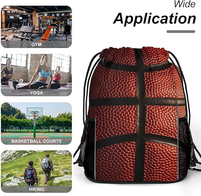 Basketball Drawstring Backpack Gym Bag With Shoe Compartment String Bag Sport Beach Swimming Sackpack For Women Men