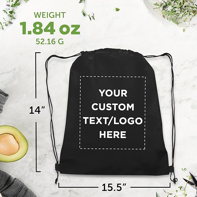 DISCOUNT PROMOS Custom Non-Woven Drawstring Backpacks Set of 10/50/100, Personalized Bulk Pack
