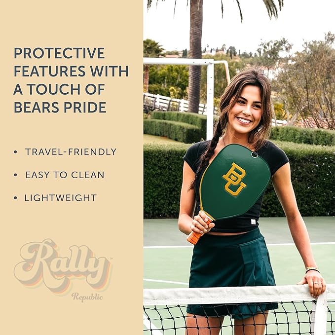 Officially Licensed Collegiate Pickleball Paddle Cover - Lightweight PU Leather Material - Durable Foam Interior Protection with Zippered Closure - Fits Most Paddles on the Market