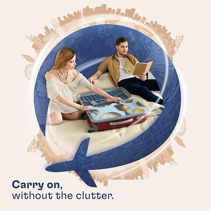 Shacke Premium 5 Packing Cubes Set - Lightweight Mesh Travel Luggage Organizers with Laundry Bag, 5-Piece Suitcase Storage System (Sky Blue)