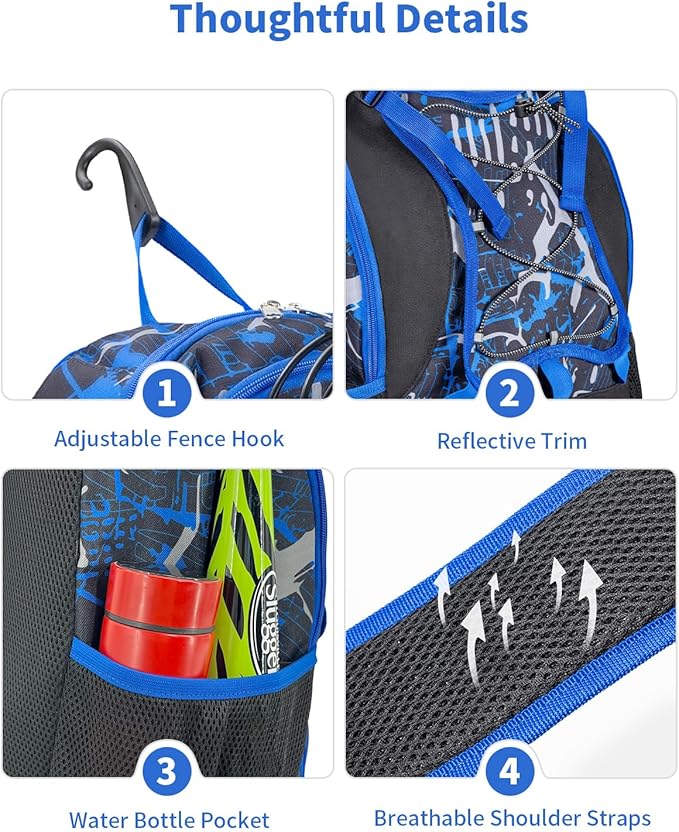 Youth Baseball Bag, Softball Bat Bag for Girls Boys & Adults, Kids Tball Backpack with Shoes Compartment, Large Capacity Equipment Backpack