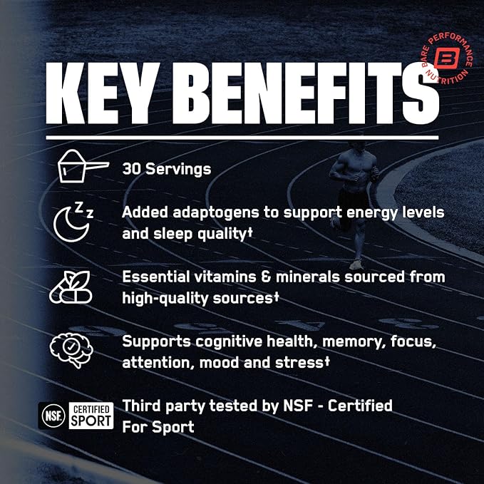 BARE PERFORMANCE NUTRITION, BPN Strong Multi-Vitamin, Foundational Health, Improved Mood and Sleep, Adaptogens, Improved Cognitive Health (Pack of 2)