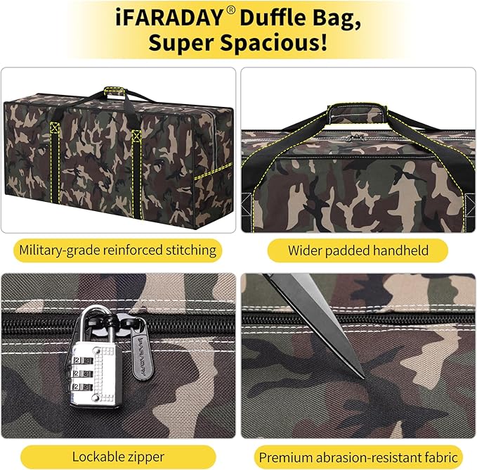 155L Oversized Duffle Bag - 42” Extra Large Heavy Duty Water Resistant Travel Bag for Camping Moving Storage (Camo)