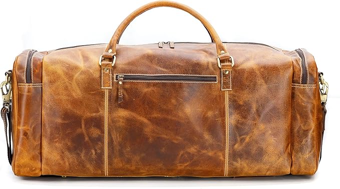 KomalC 24 inch Duffel Bag Travel Sports Overnight Weekend Leather Duffle Bag for Gym Sports Cabin Holdall bag