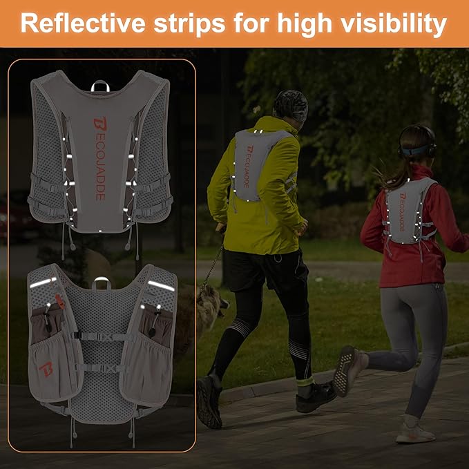BECOJADDE Running Vest Hydration Backpack for Men Women, 5L Lightweight Running Backpack Hydration Pack for Marathon, Trail, Cycling, Hiking, Jogging