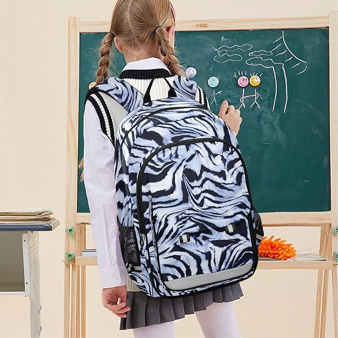 ALAZA Blue Zebra Print Laptop Backpack Purse for Women Men School Bag 17 Inch Bookbag Student Boys Girls Travel Casual Daypack