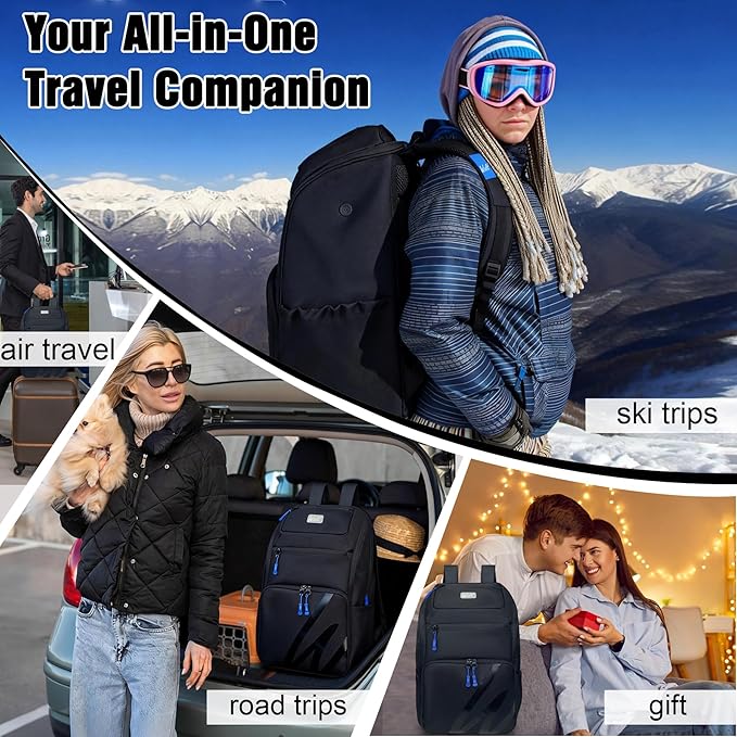 WOLT Ski Boot Bag Backpack,Waterproof Snowboard Gear Backpack,Ski Travel Backpack for Helmet Goggles Gloves&Accessories 50L Black