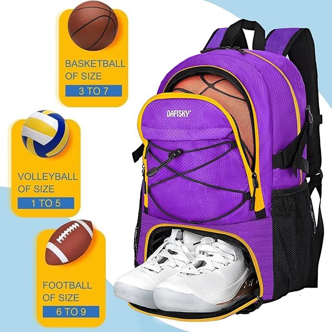 Basketball Backpack with Ball Compartment – Large Basketball Bag with Shoes compartment Sports Equipment Bag for Soccer Ball,Volleyball,Gym,Outdoor,Travel