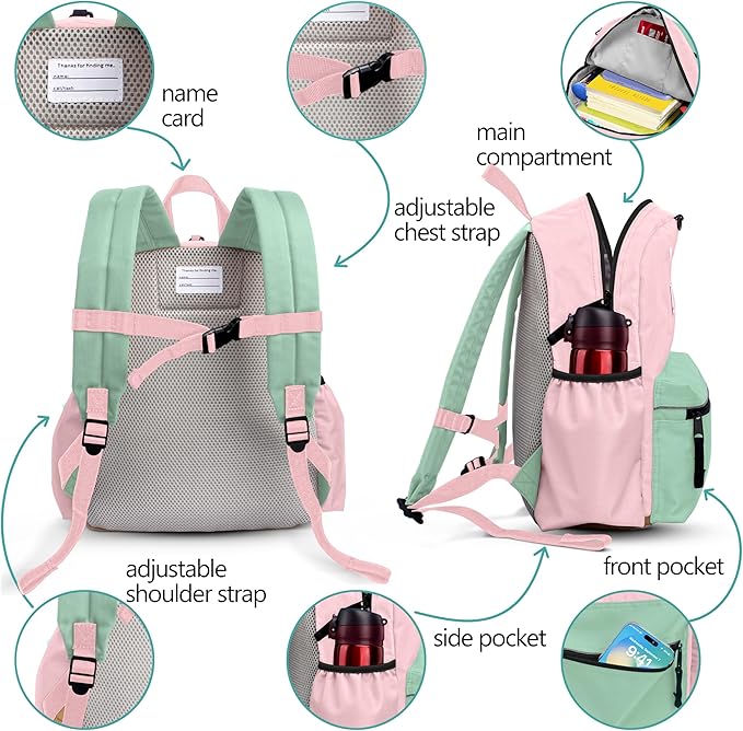 atgark Kids Backpacks For Girls Boys, Backpack Kindergarten Elementary School, Bookbag Backpack For Kids, For School & Travel, Large, K-rose-lemonade- L