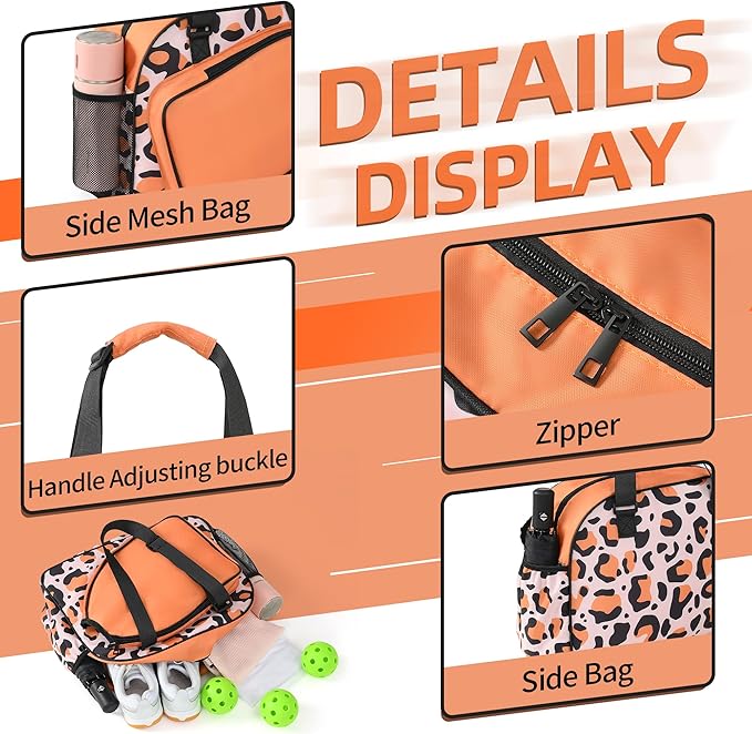 Boulder Bee Pickleball Bags, Premium Pickleball Tote Bag for Girls, Women’s Hand/Shoulder Gym Bag w Water Bottle Holder, with Pickleball Racquet/Paddle Holder