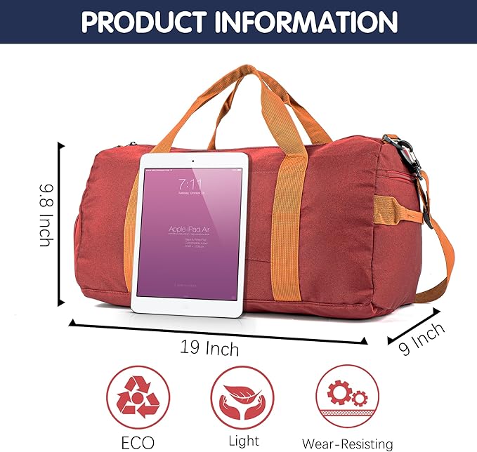 Duffle Bag for Men Personalized Overnight Bags Travel Bag with Durable Canvas Weekender Overnight Bag with Shoe Compartment Custom Groomsmen Gift for Travel Gym Storage Camping Moving (Red)