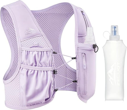 Zelvot Running Vest for Women Men, USA Original Patent, Adjustable Chest Straps Running Hydration Vest with 500ml Soft Flask, Lightweight Reflective Hydration Backpack for Marathon