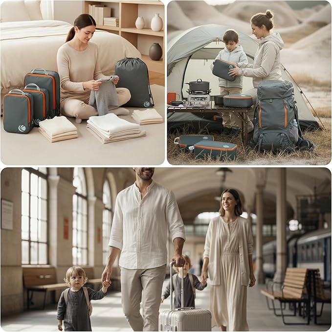 Cipway Compression Packing Cubes Set, Ultralight Expandable Travel Packing Organizers for Carry on Luggage (Grey 3pcs)