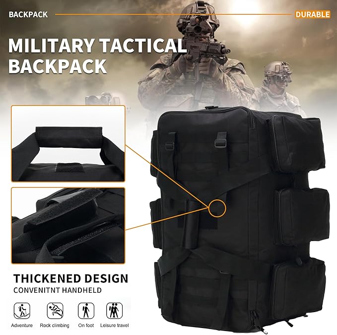 3 In 1 Military Duffel Bag 50L Gym Bag for Men Convertible Weekender Backpack for Sports Travel Basketball