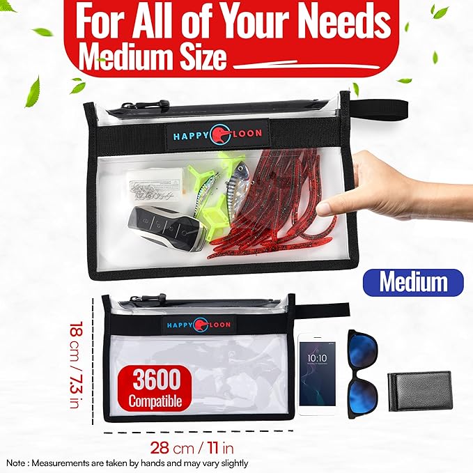 Elite Waterproof Fishing Tackle Bag Set - 2 Medium, 100% Submersible Dry Bags, Floats with Lure & bait- Scuba-Grade Zipper, PVC-Free, Tethering Loop - Premium Fishing accessory pouch