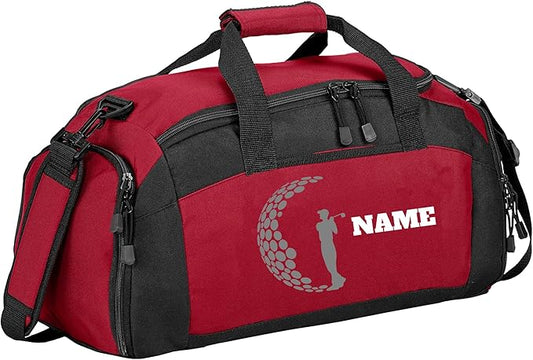 Personalized Sports Duffle Bag with Shoe Compartment (Golf, Red)
