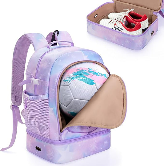 Soccer Bags for Girls with Separate Ball Pocket and Shoe Compartment, Sports Backpack for Soccer, Basketball, Volleyball