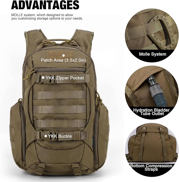 Mardingtop Tactical Molle Backpack for Men- 18L/28L EDC Hiking & Motorcycle Backpack