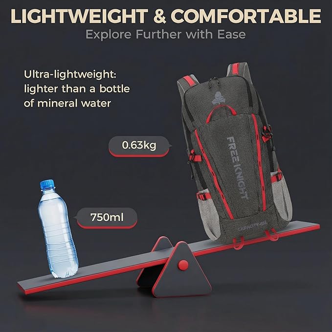 Bseash 45L Waterproof Hiking Camping Backpack with Rain Cover, Outdoor Sport Travel Bag Daypack for Climbing Skiing Cycling (Black)