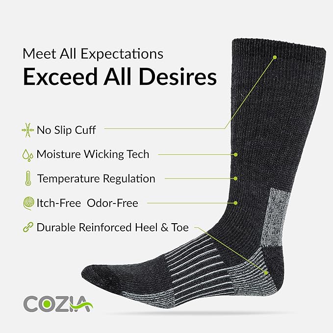 COZIA Merino Wool Socks for Men & Women Casual Warm Winter Cozy Thermal Socks