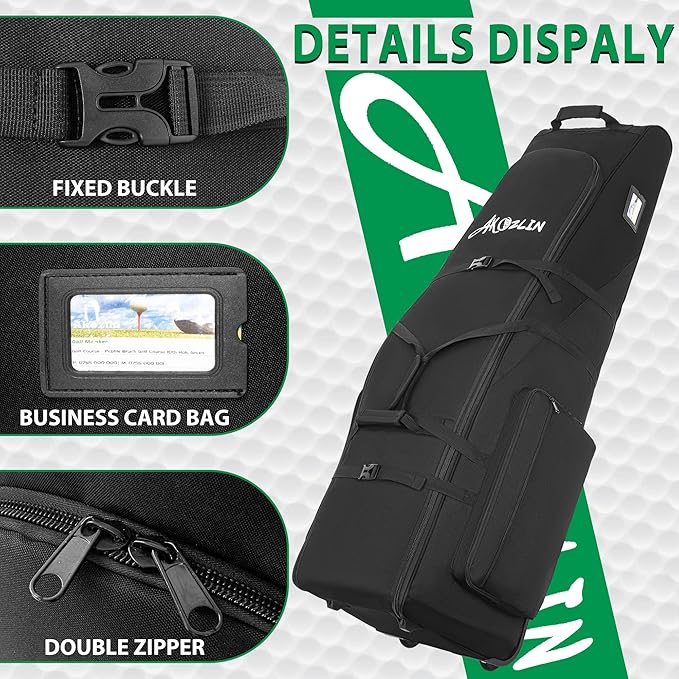 AKOZLIN Golf Travel Bag Case Waterproof Universal Foldable Golf Club Cover with Wheels for Airlines Travel