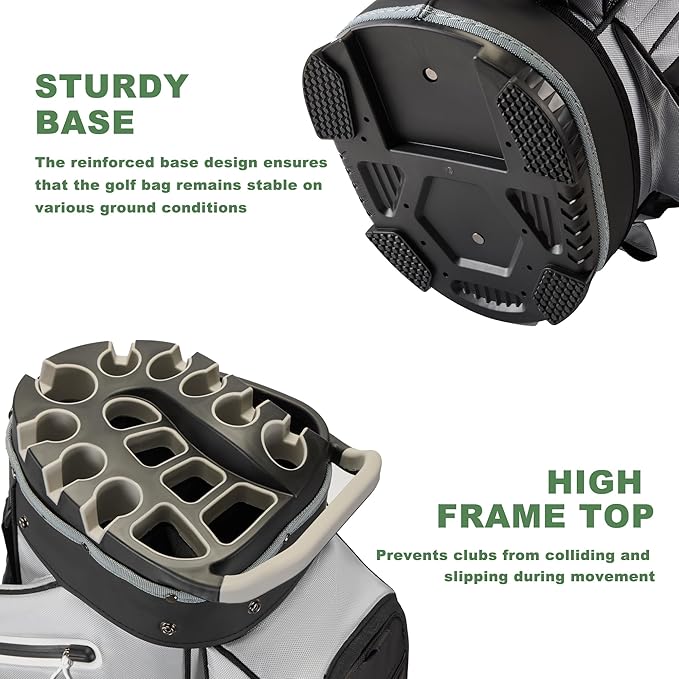 UNIHIMAL 14-Way Golf Cart Bag, Premium Full Length Golf Bag for Men with Magnetic Leather Pocket, Handles and Rain Cover