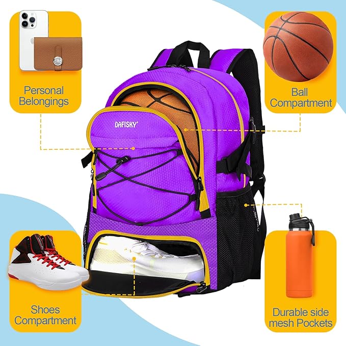 Basketball Backpack with Ball Compartment – Large Basketball Bag with Shoes compartment Sports Equipment Bag for Soccer Ball,Volleyball,Gym,Outdoor,Travel