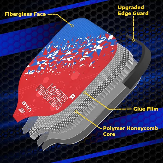 A11N HyperFeather R Pickleball Paddles Set of 2 Rackets with 4 Outdoor Balls and 1 Backpack, USA Pickleball Approved