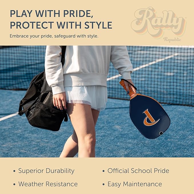 Officially Licensed Collegiate Pickleball Paddle Cover - Lightweight PU Leather Material - Durable Foam Interior Protection with Zippered Closure - Fits Most Paddles on the Market