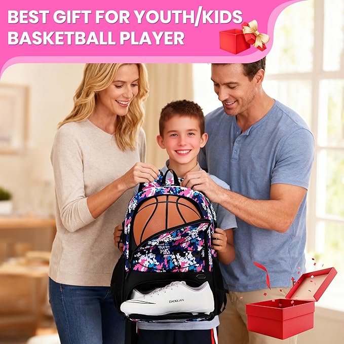 Basketball Backpack Large Sports Bag for Men&Youth,Gym Bag with Separate Ball & Shoes Compartment,Travel Bag for Basketball,Soccer,Volleyball