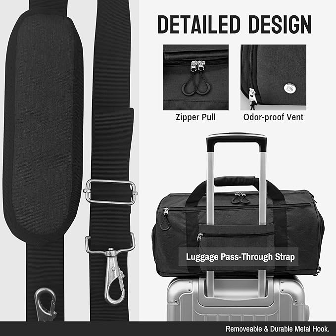 56L Gym Bag Sports Duffle Bag with Shoe Compartment & Wet Pocket, Carry-on Luggage Bag with Quick-Access Pouch, Weekender Overnight Travel Bag for Men & Women