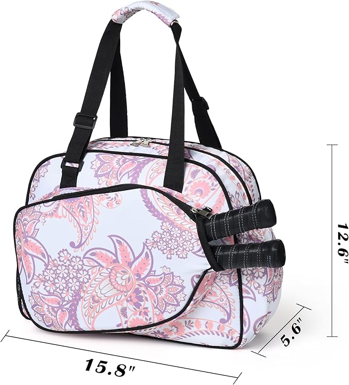 Boulder Bee Pickleball Bags, Premium Pickleball Tote Bag for Girls, Women’s Hand/Shoulder Gym Bag w Water Bottle Holder, with Pickleball Racquet/Paddle Holder