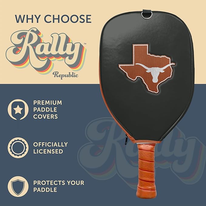 Officially Licensed Collegiate Pickleball Paddle Cover - Lightweight PU Leather Material - Durable Foam Interior Protection with Zippered Closure - Fits Most Paddles on the Market