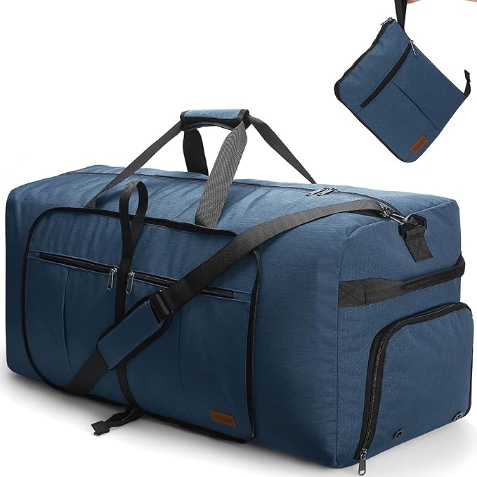 120L Foldable Waterproof Travel Duffel Bag for Men and Women with Shoe Compartment (Dark Blue, EXTRA LARGE, 120L)