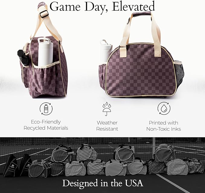 Pik’le’Ball Sport Premium Women's Pickleball Bag – Stylish and Versatile Sports Bag with Water Bottle Holder, Padded Paddle Pocket, and Spacious Design (fits 2+ Paddles!)