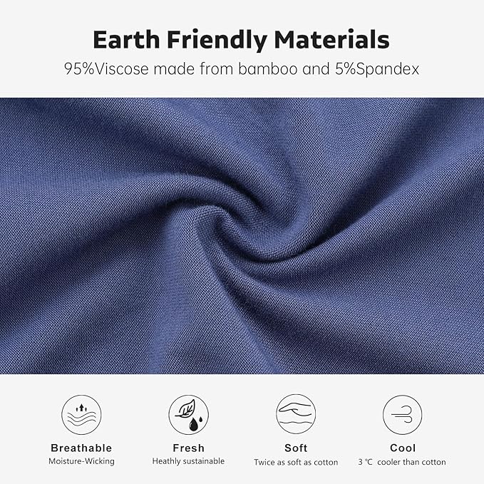 BAMBOO COOL Men's Ultra ComfortSoft Underwear, Moisture Wicking & Breathable No Ride Up Boxer Briefs with Fly, Multipack