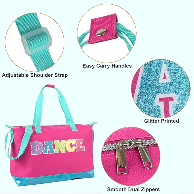 Garment Dance Shoulder Bags for Girls, Teen Dancers, Costumes, Boys | Holographic Glitter Dance Bag for Kids